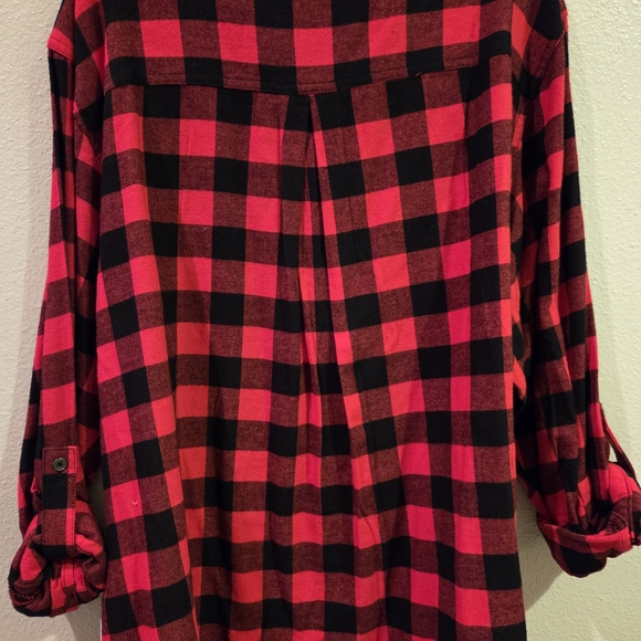 DKNY Red and Black Flannel Checkered Shirt 2X - Picture 4 of 5